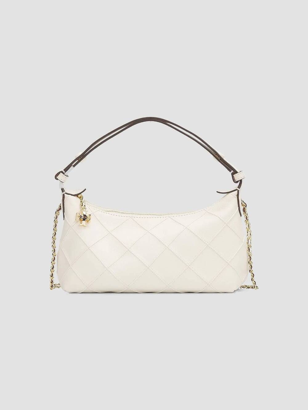 NEW TORY BURCH fleming pochette clutch in light cream